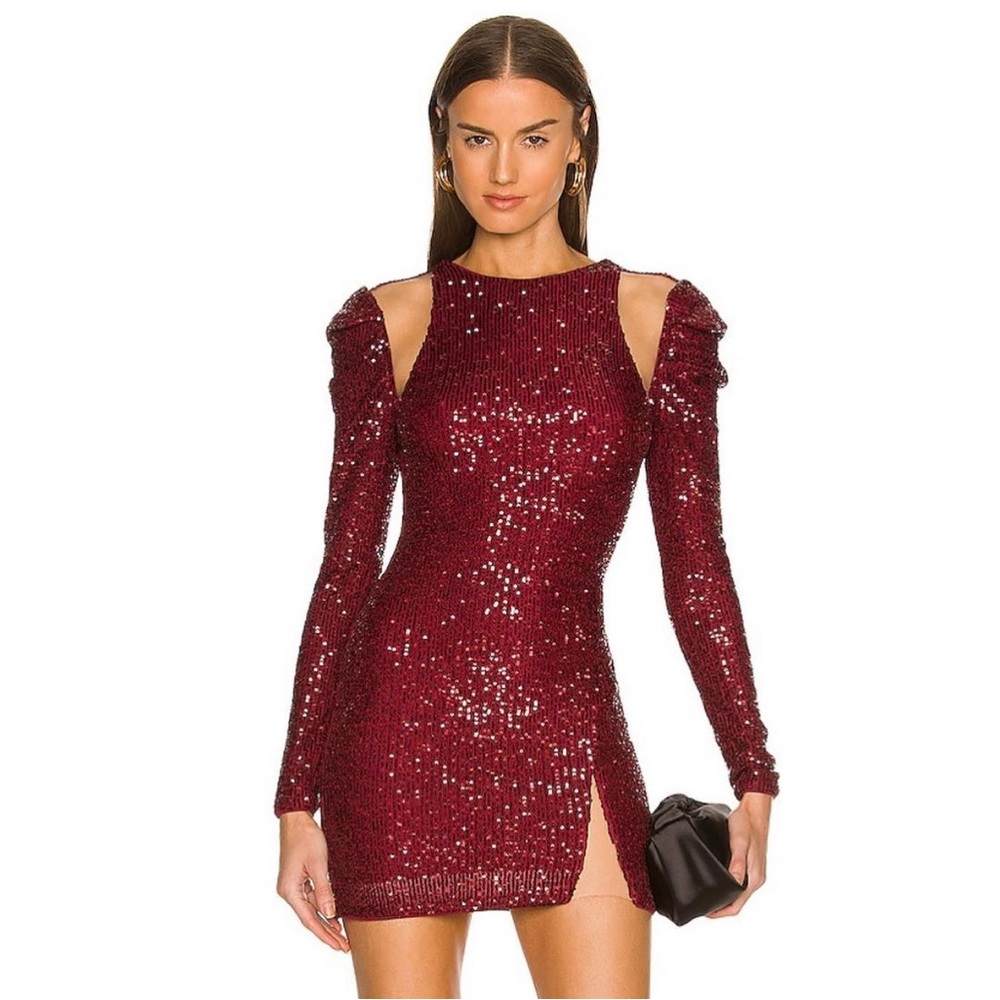 Michael Costello mini sequin long sleeve dress